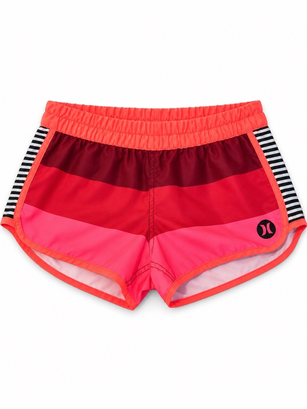Hurley Women’s Pink Red Colorblock Board Shorts Y2K Surf Beach Swim Shorts